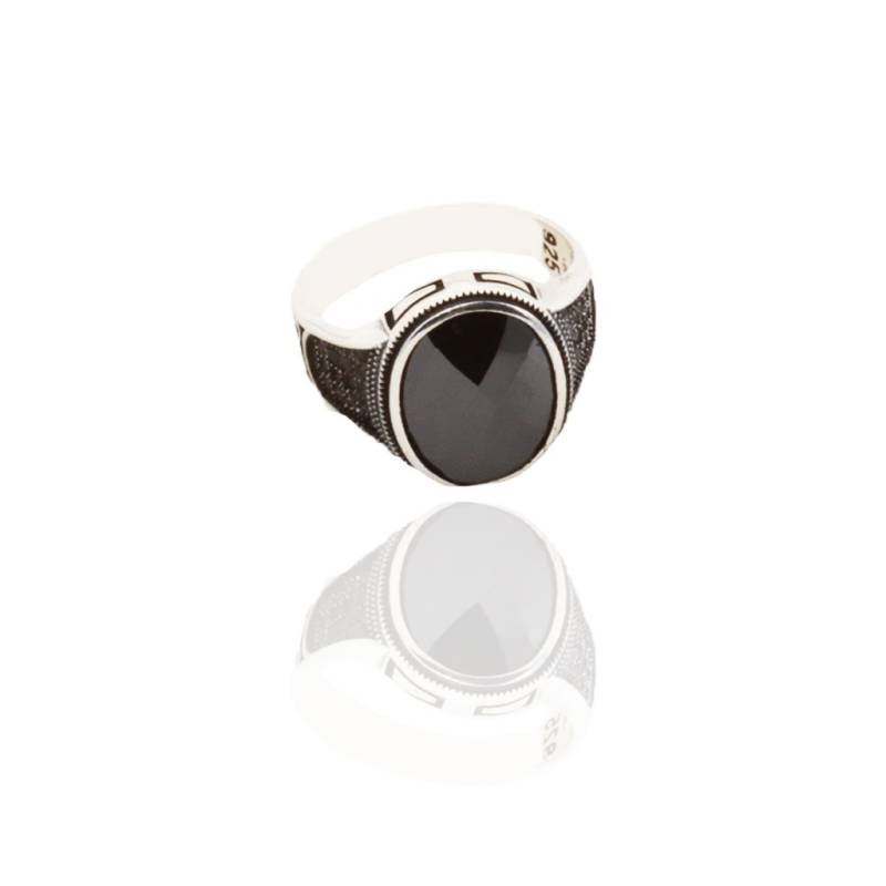 Onix Taşlı Oval Gümüş Erkek Yüzüğü